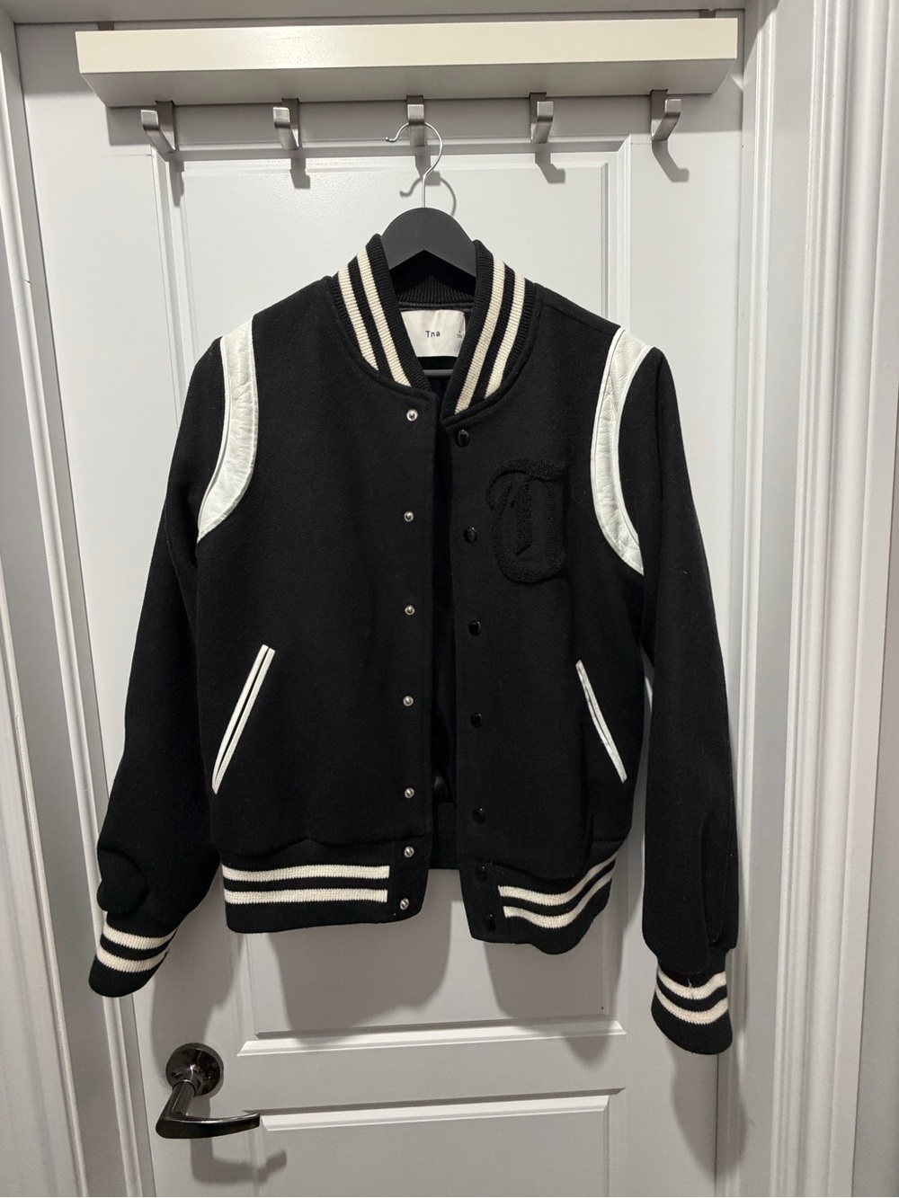 Aritzia TNA Black Varsity Jacket - wool and cashmere
